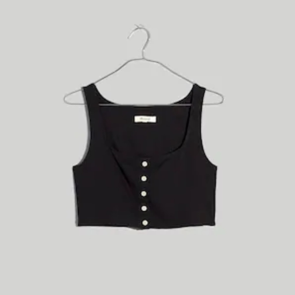 Ribbed Bralette Tank Top True Black Large NWOT